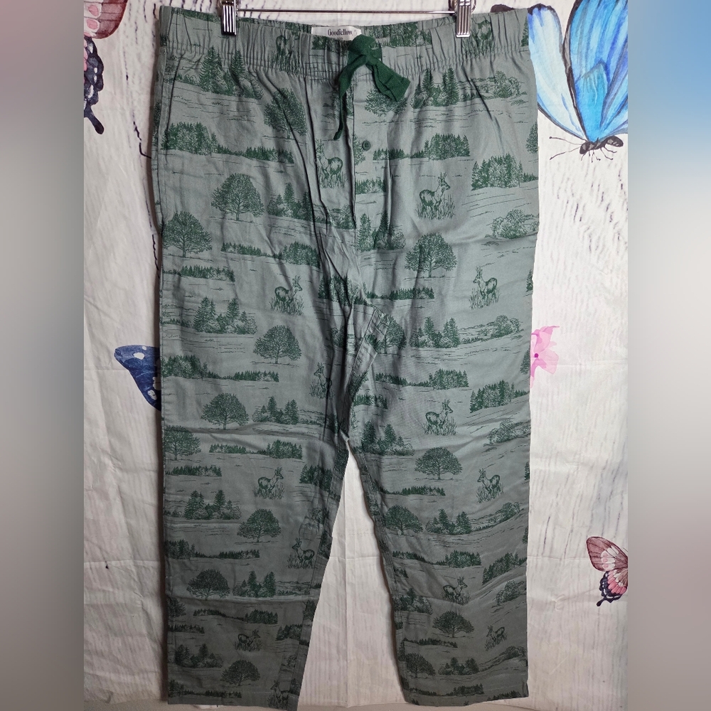 Men's Forest Green Patterned Chinos